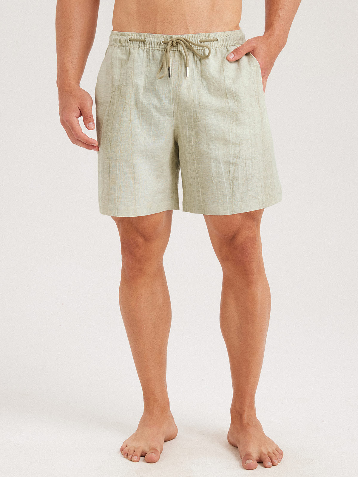Men'S Woven Linen Swim Shorts Men's Shorts - HAPNIXSTORE