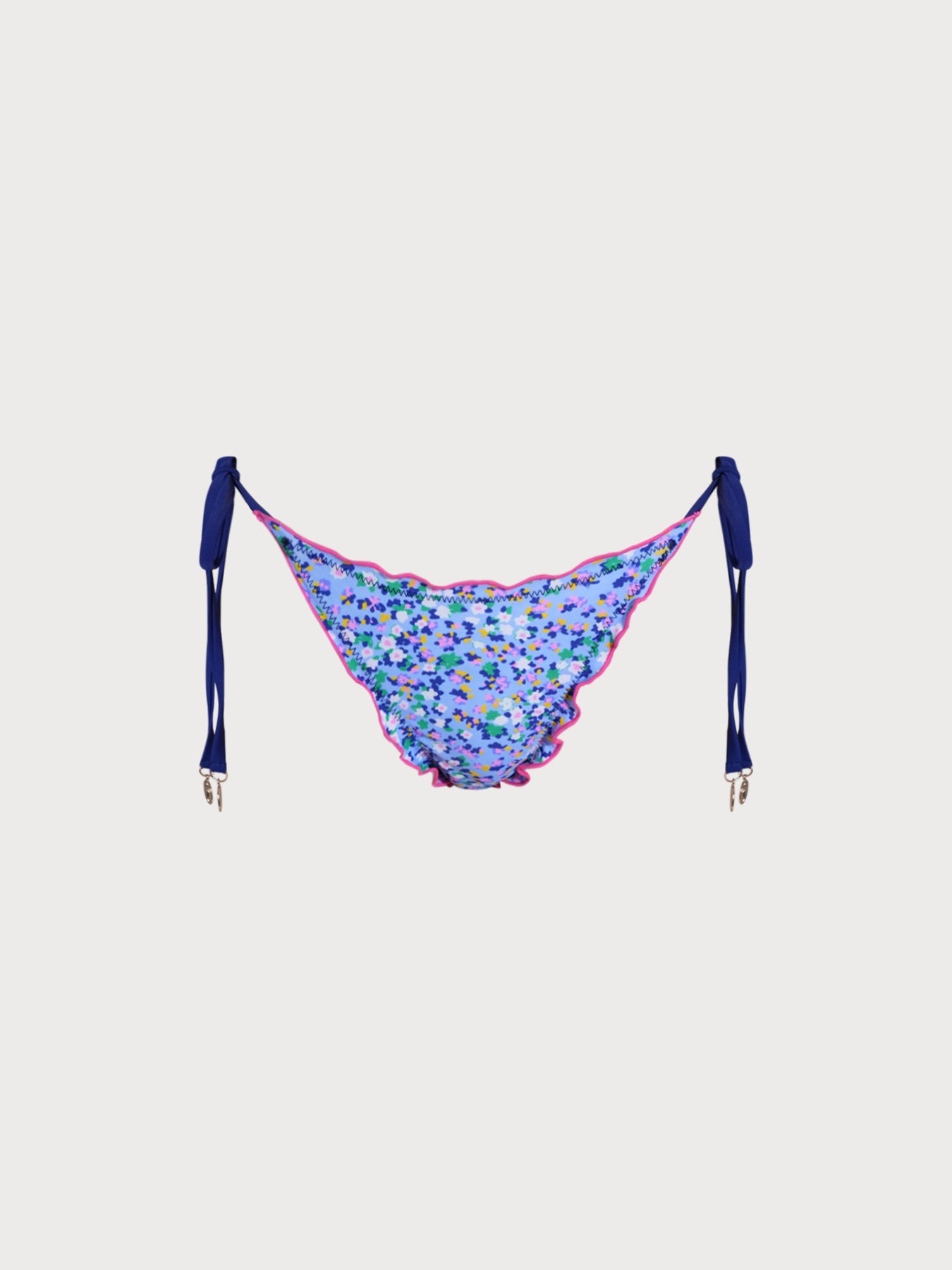 Women's Knitted Nylon Printed Bikini Bottom Blue Bikinis - HAPNIXSTORE