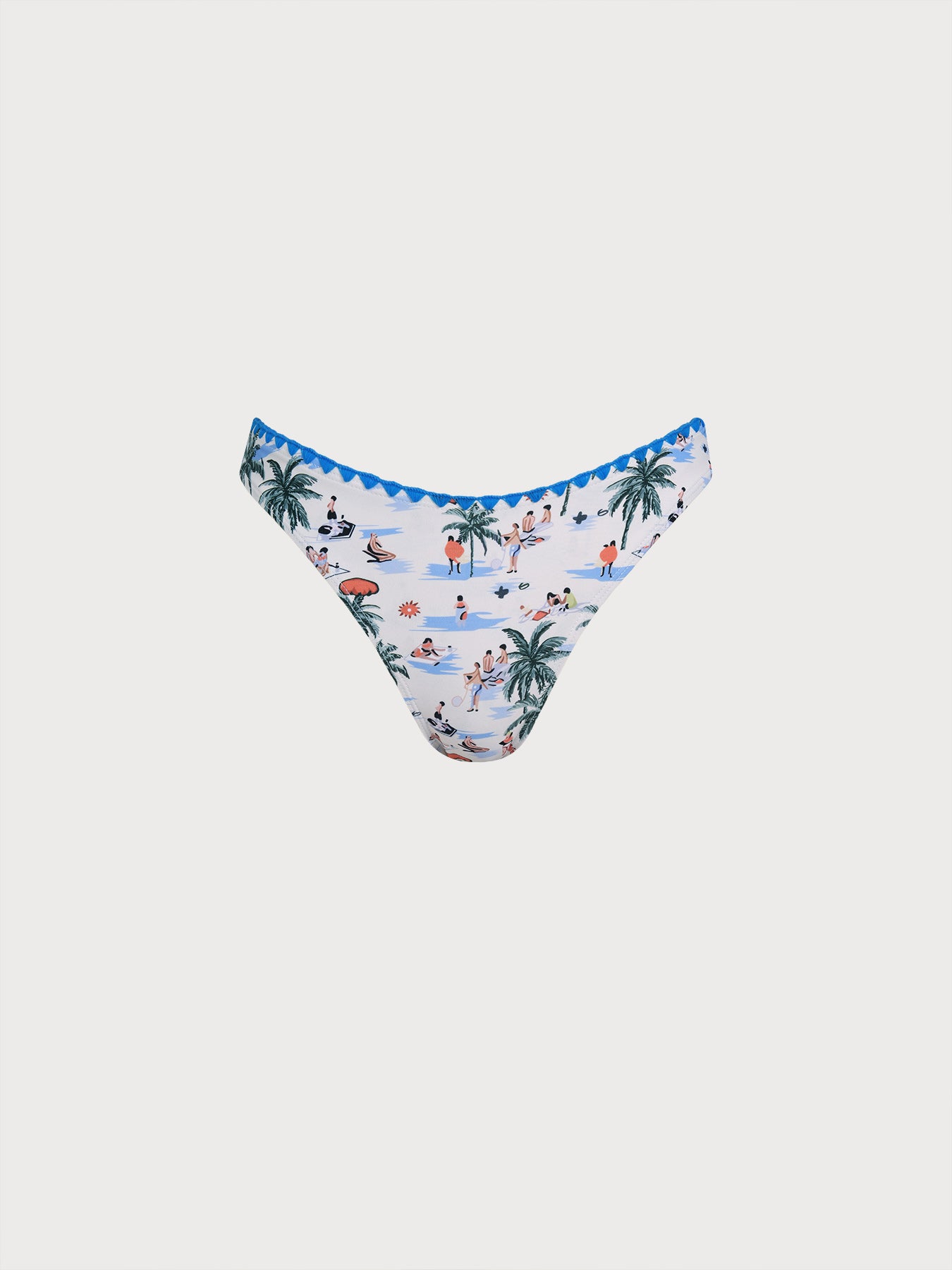Women's Knitted Nylon Printed Bikini Bottom Blue Bikinis - HAPNIXSTORE
