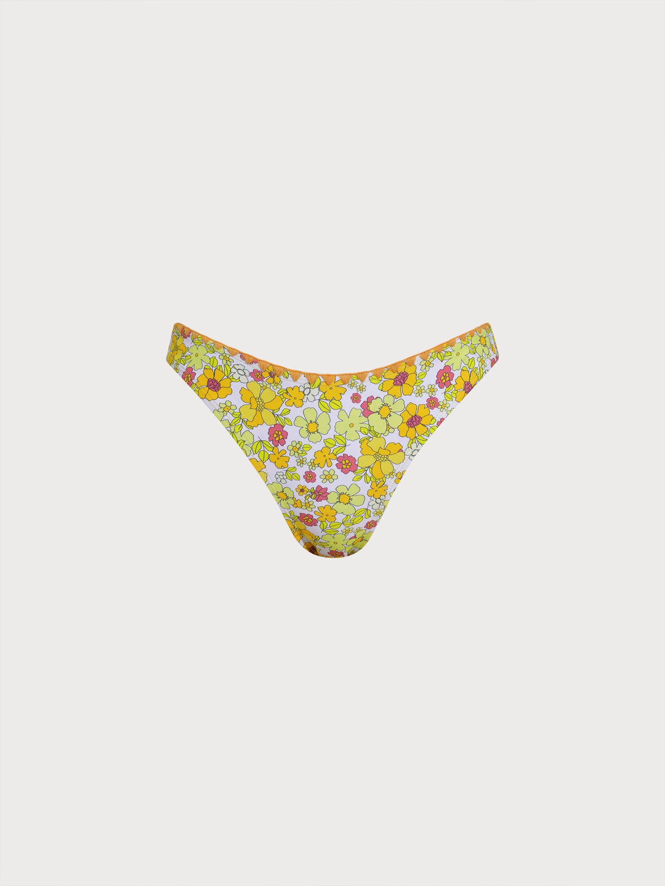 Women's Knitted Nylon Printed Bikini Bottom Yellow Bikinis - HAPNIXSTORE