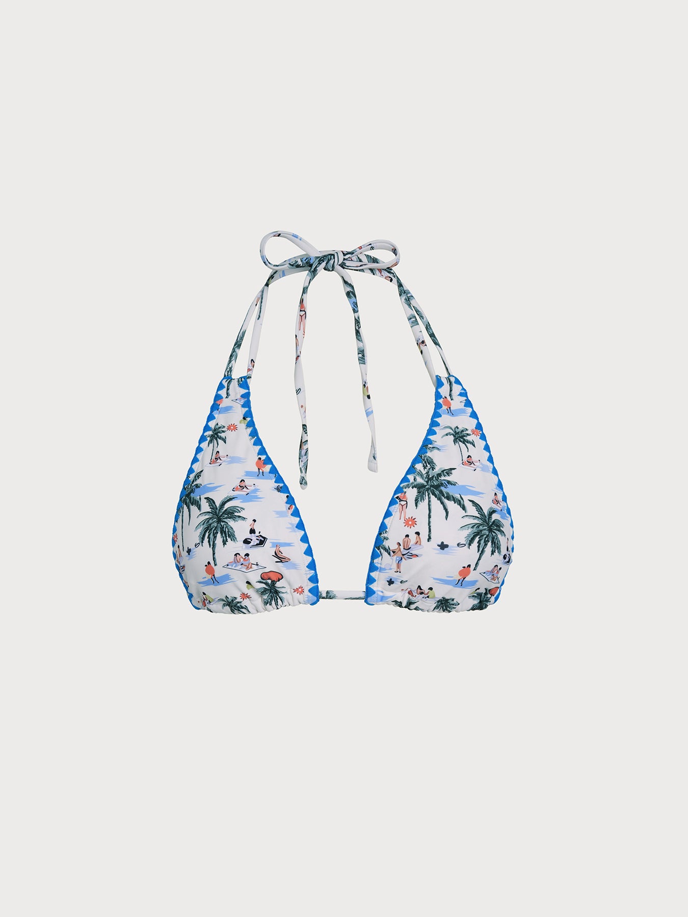Women's Knitted Nylon Printed Bikini Top Blue Bikinis - HAPNIXSTORE