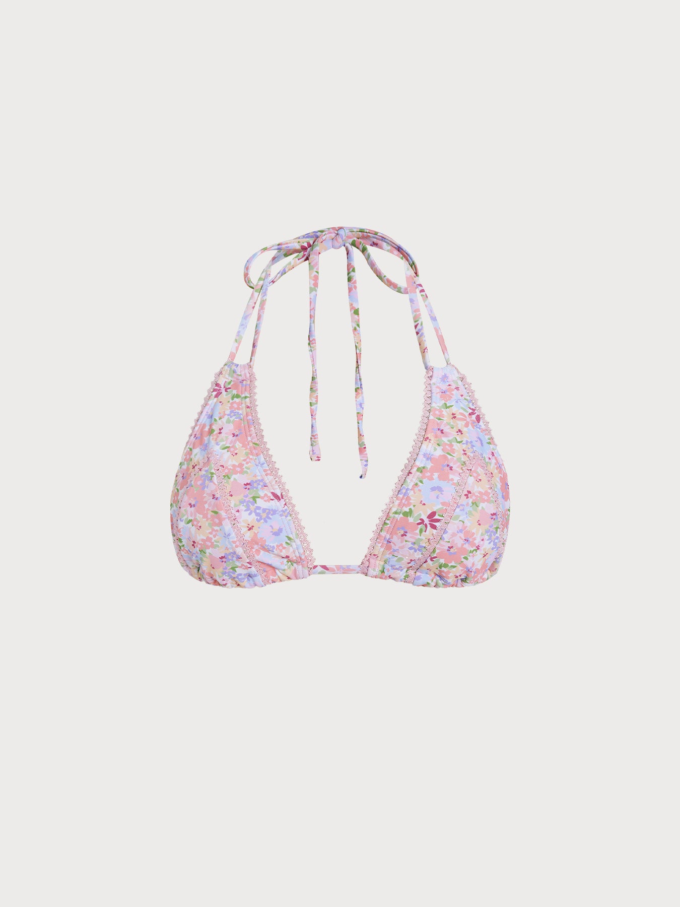 Women's Knitted Nylon Printed Bikini Top Pink Bikinis - HAPNIXSTORE