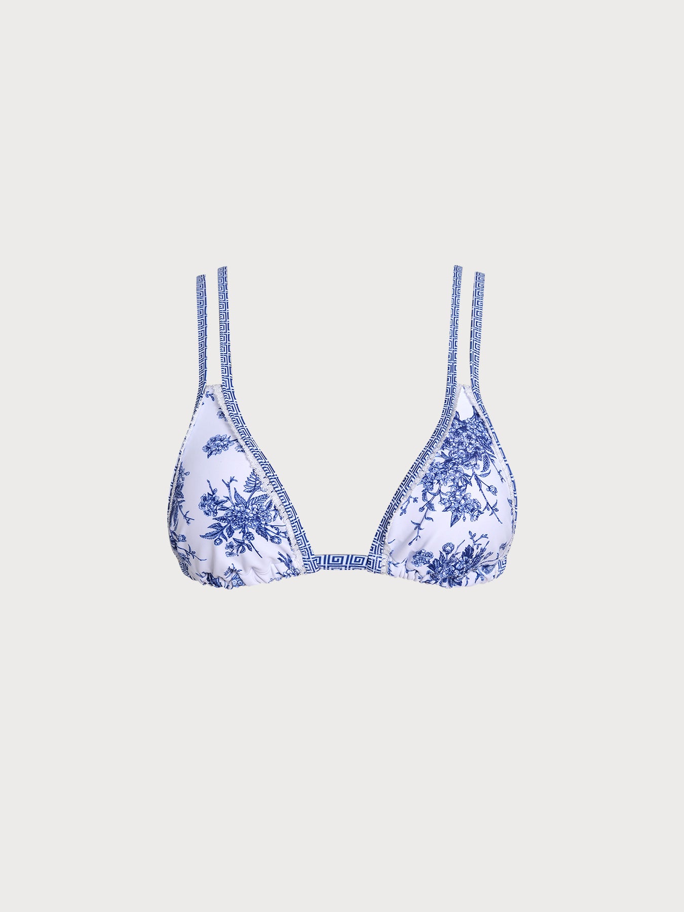 Women's Knitted Polyester Printed Bikini Top Blue Bikinis - HAPNIXSTORE