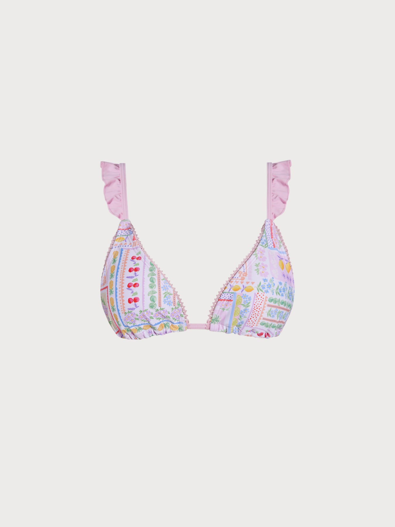 Women's Knitted Polyester Printed Bikini Top Pink Bikinis - HAPNIXSTORE
