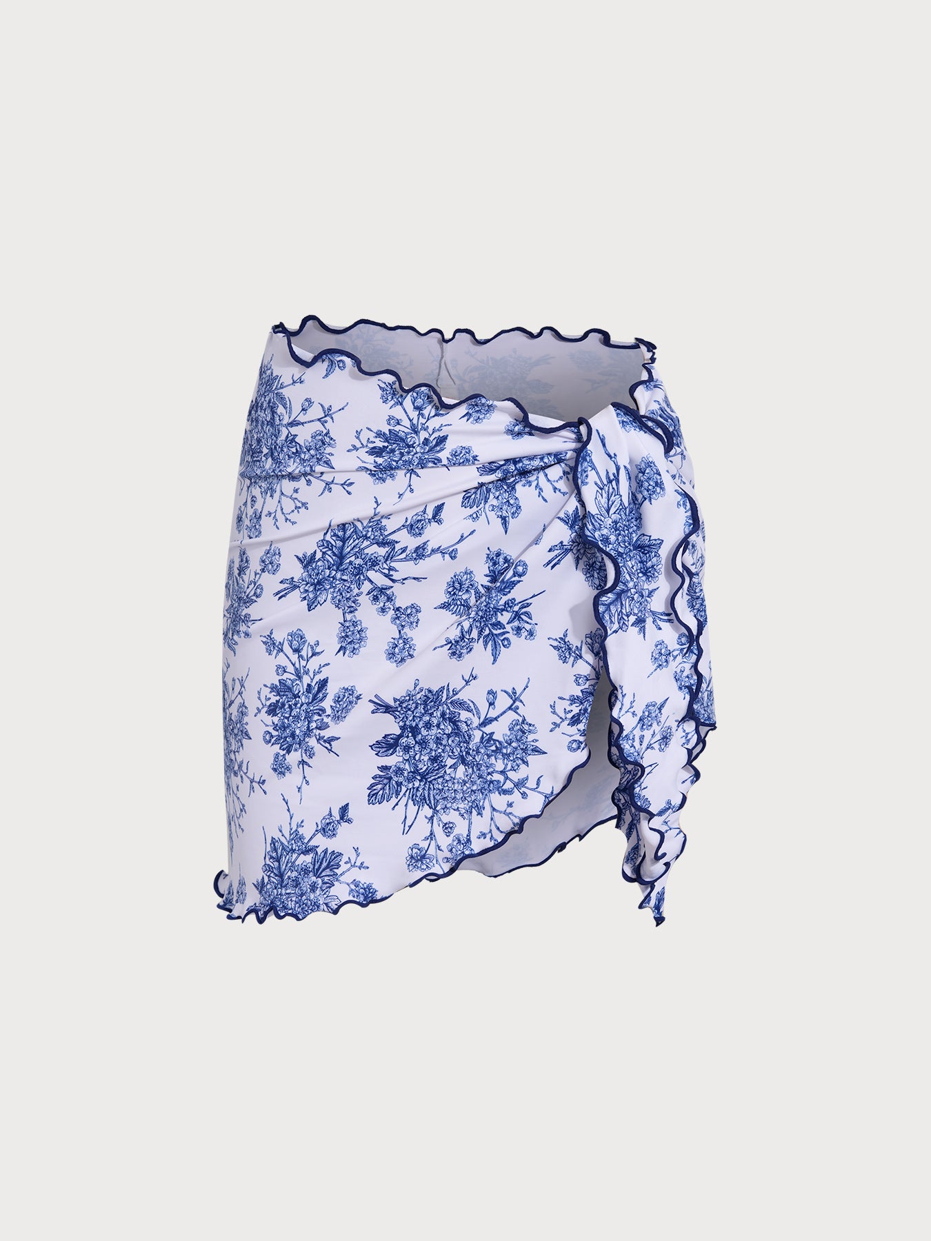 Women's Knitted Polyester Printed Cover-up Blue Cover-ups - HAPNIXSTORE