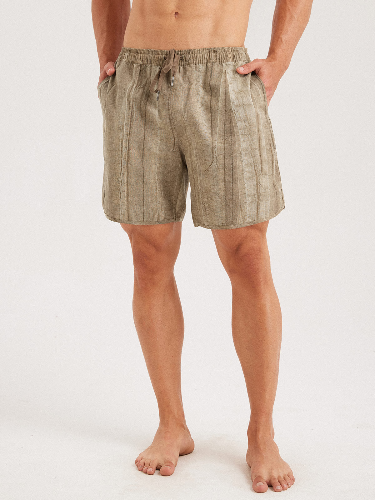 Men'S Woven Linen Swim Shorts Men's Shorts - HAPNIXSTORE