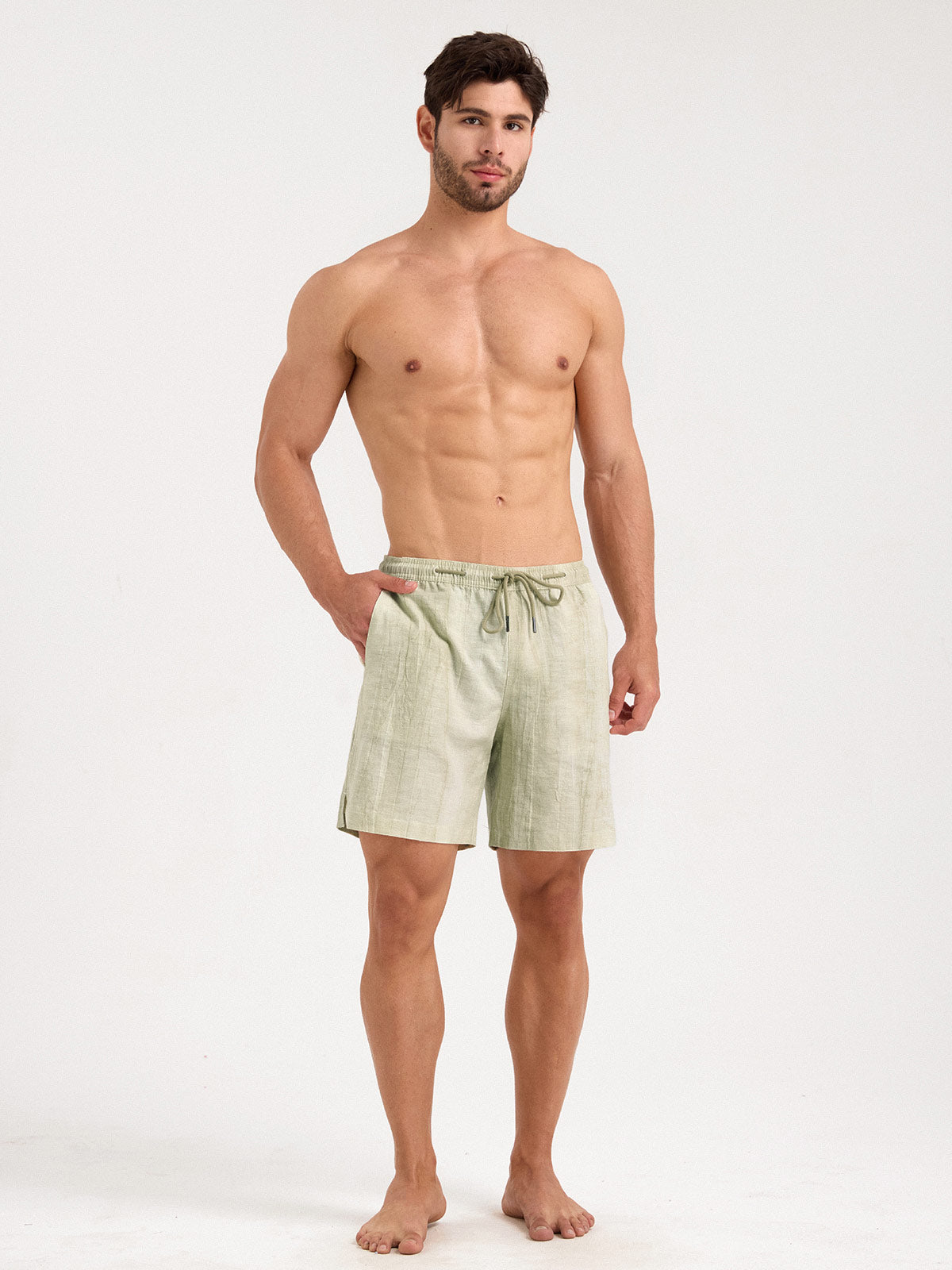 Men'S Woven Linen Swim Shorts Men's Shorts - HAPNIXSTORE