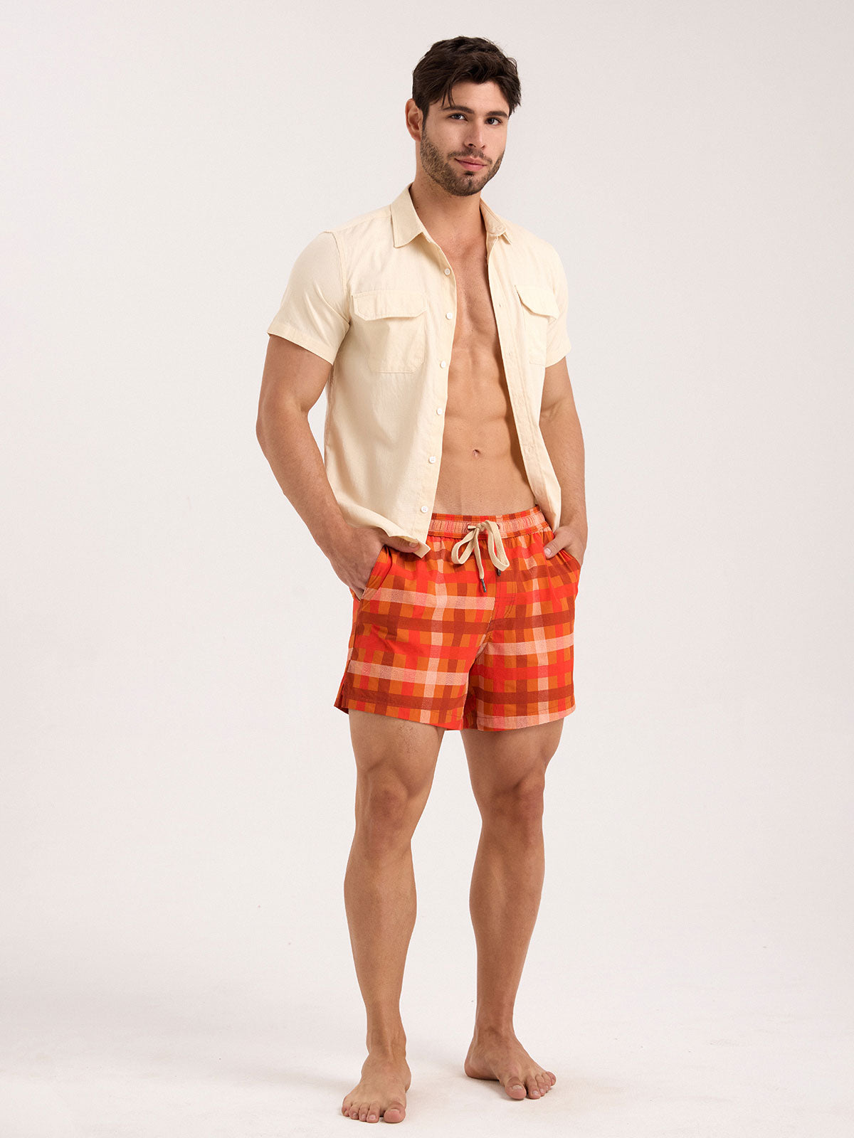Men'S Woven Nail Spandex Swim Shorts Men's Beach Shorts - HAPNIXSTORE