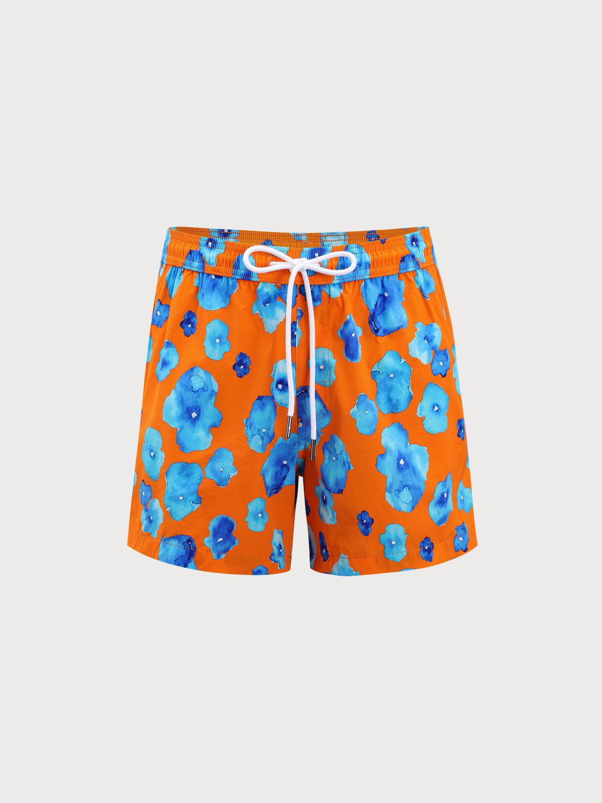 Men'S Woven Nail Spandex Swim Shorts Orange Men's Beach Shorts - HAPNIXSTORE