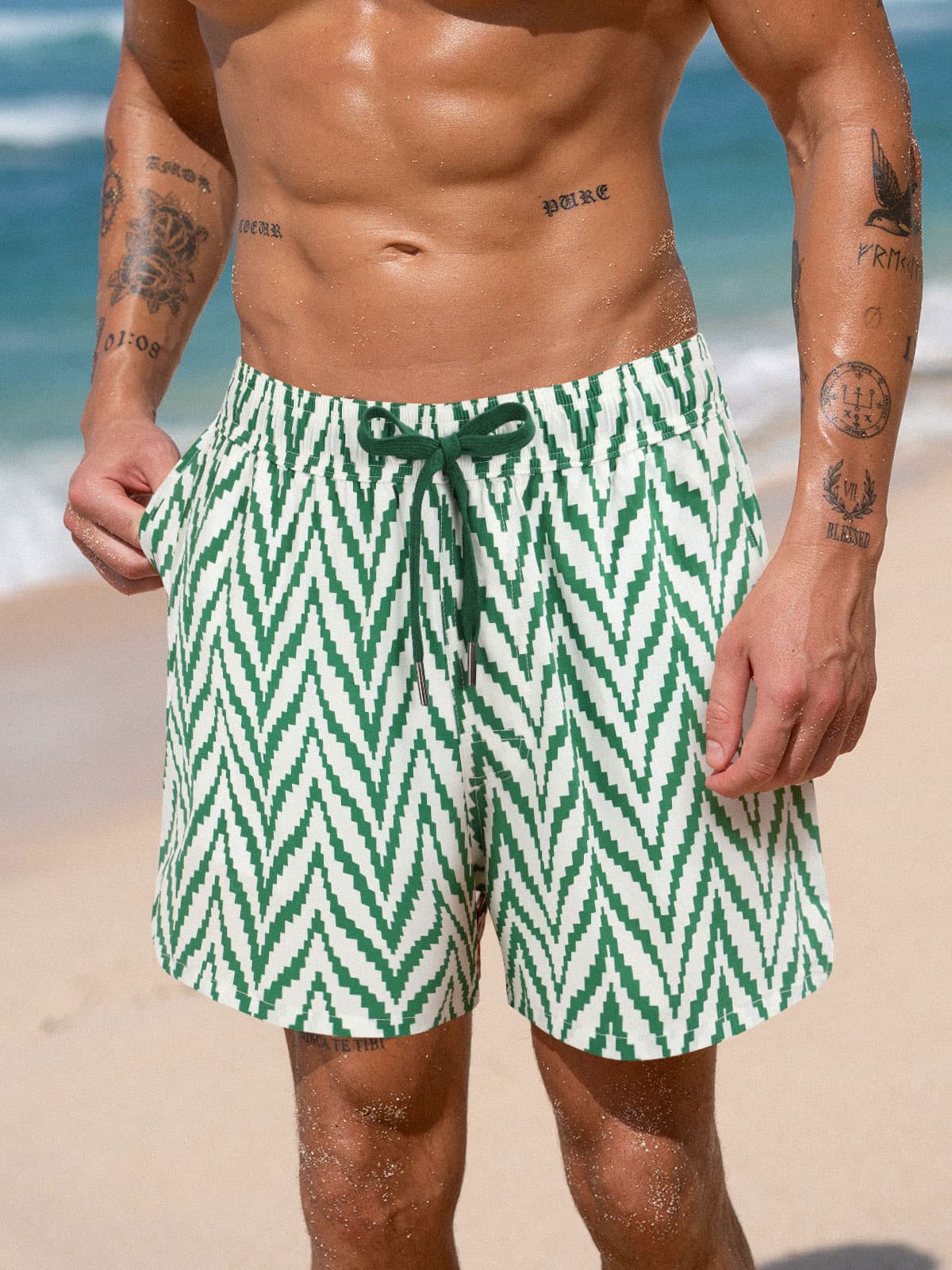 Men'S Woven Nylon-Blend Swim Shorts Men's Beach Shorts - HAPNIXSTORE