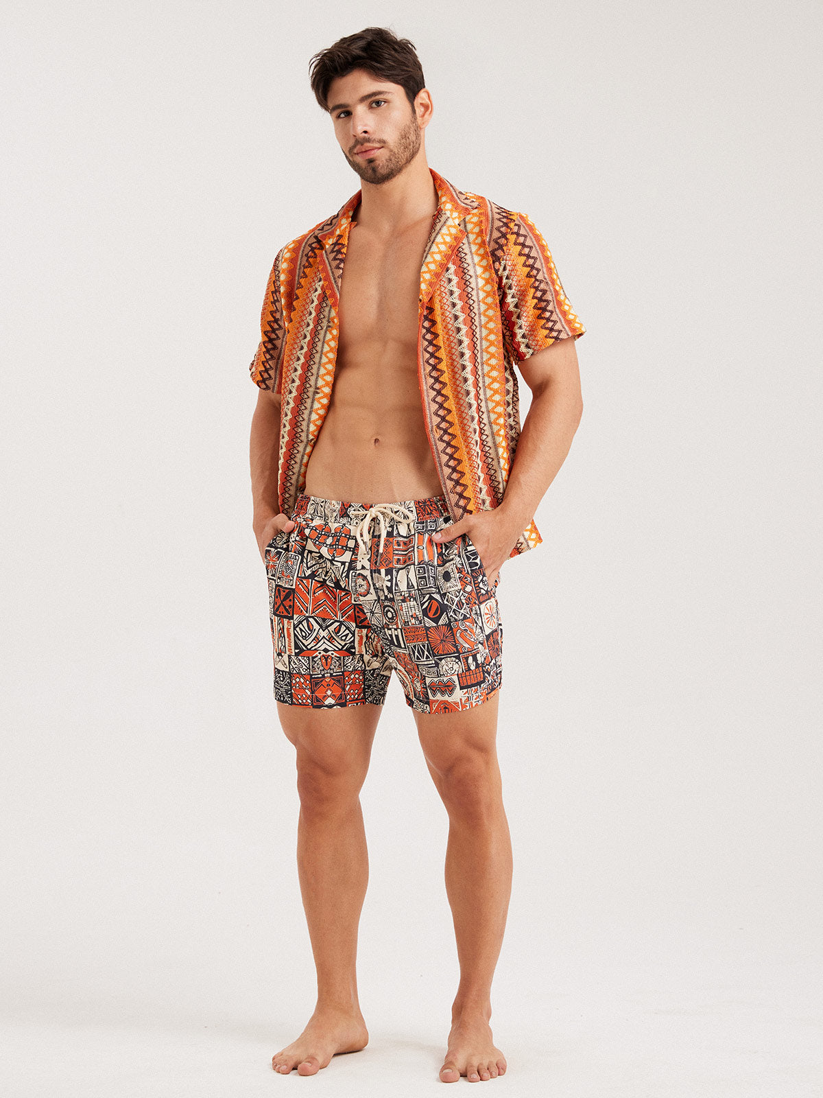 Men'S Woven Nylon Swim Shorts Men's Beach Shorts - HAPNIXSTORE