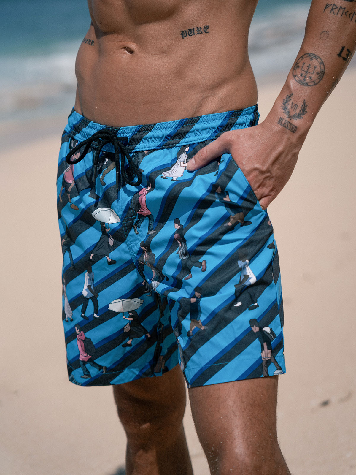 Men's Woven Polyester Swim Shorts Men's Shorts - HAPNIXSTORE