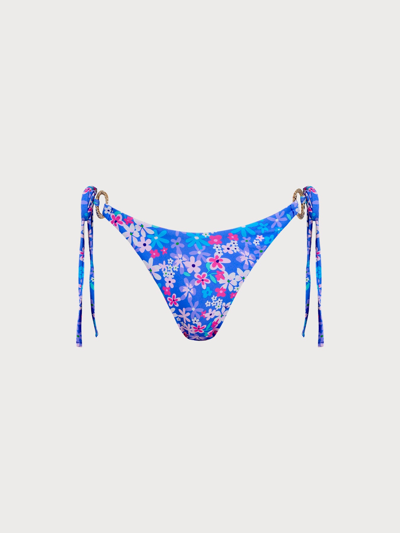 Women's Knitted Nylon Printed Bikini Bottom Blue Bikinis - HAPNIXSTORE
