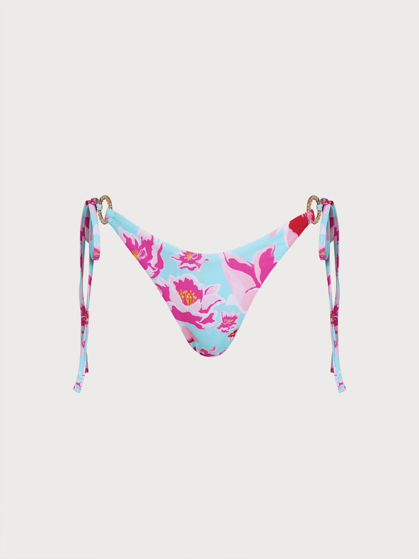 Women's Knitted Nylon Printed Bikini Bottom Light Blue Bikinis - HAPNIXSTORE