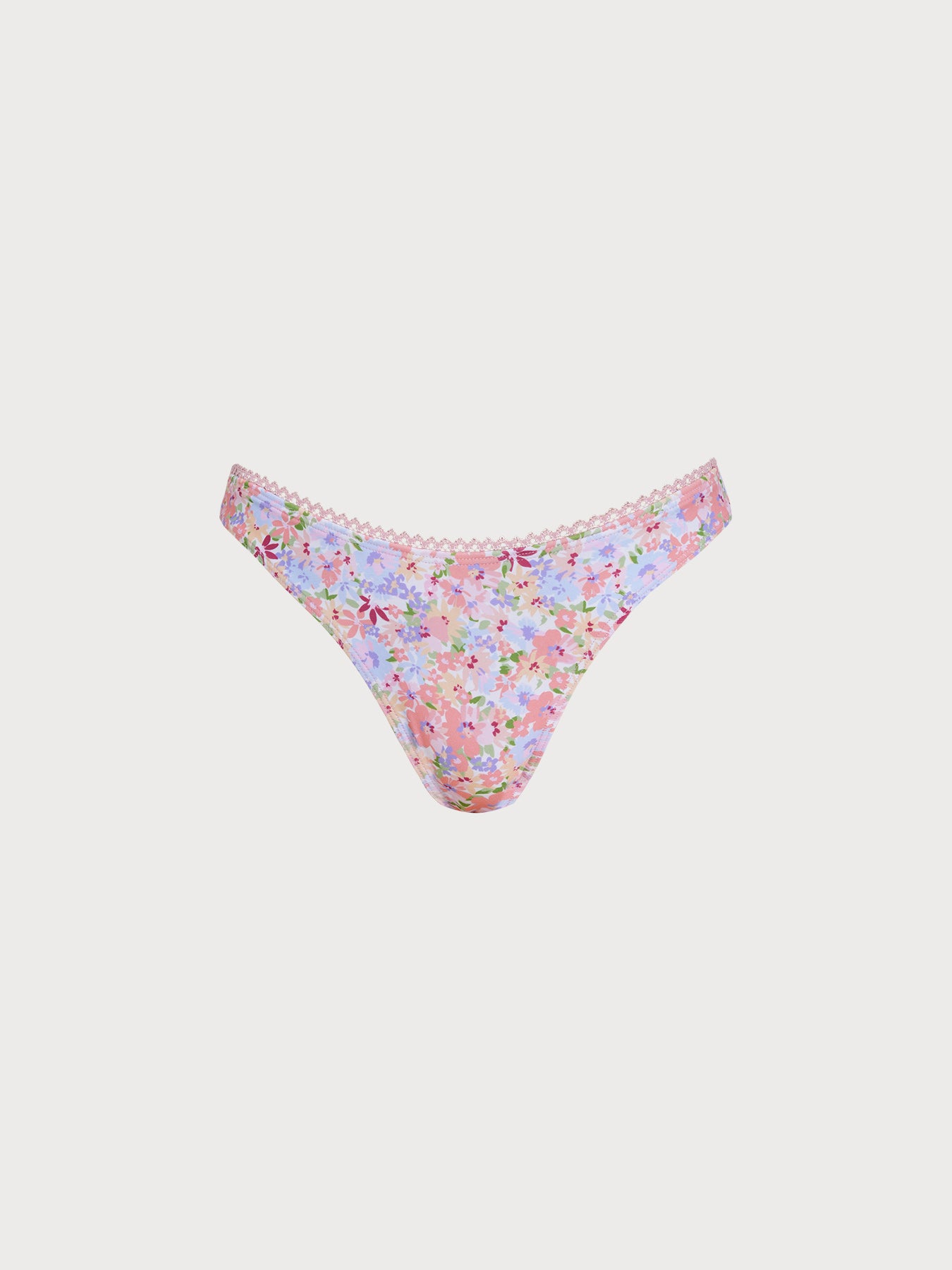 Women's Knitted Nylon Printed Bikini Bottom Pink Bikinis - HAPNIXSTORE