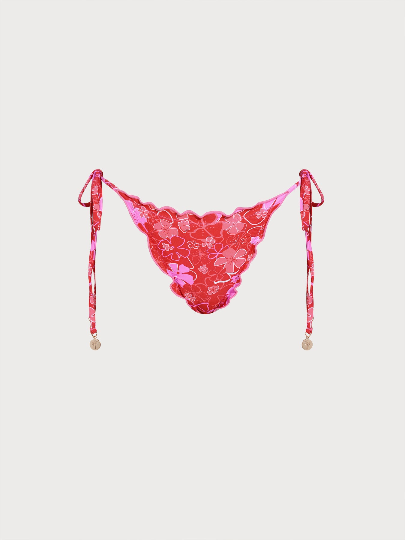 Women's Knitted Nylon Printed Bikini Bottom Rose Red Bikinis - HAPNIXSTORE
