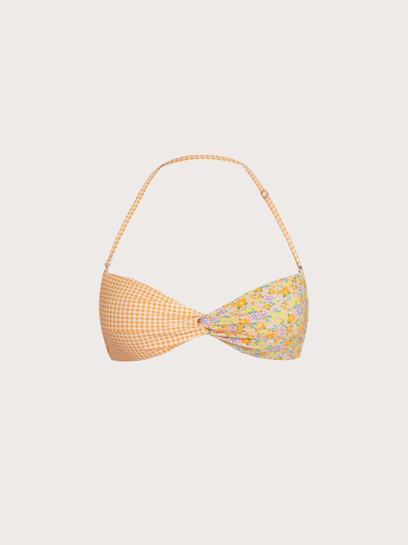 Women's Knitted Nylon Printed Bikini Top Yellow Bikinis - HAPNIXSTORE