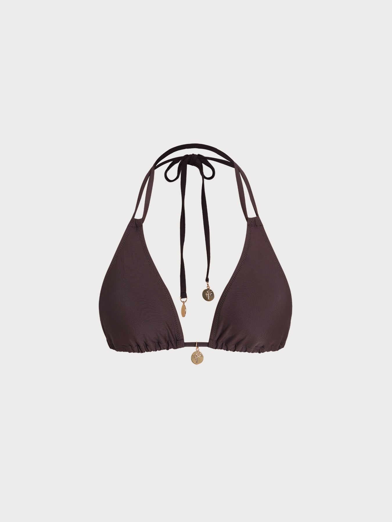 Women's Knitted Nylon Solid Color Bikini Top Coffee Bikinis - HAPNIXSTORE